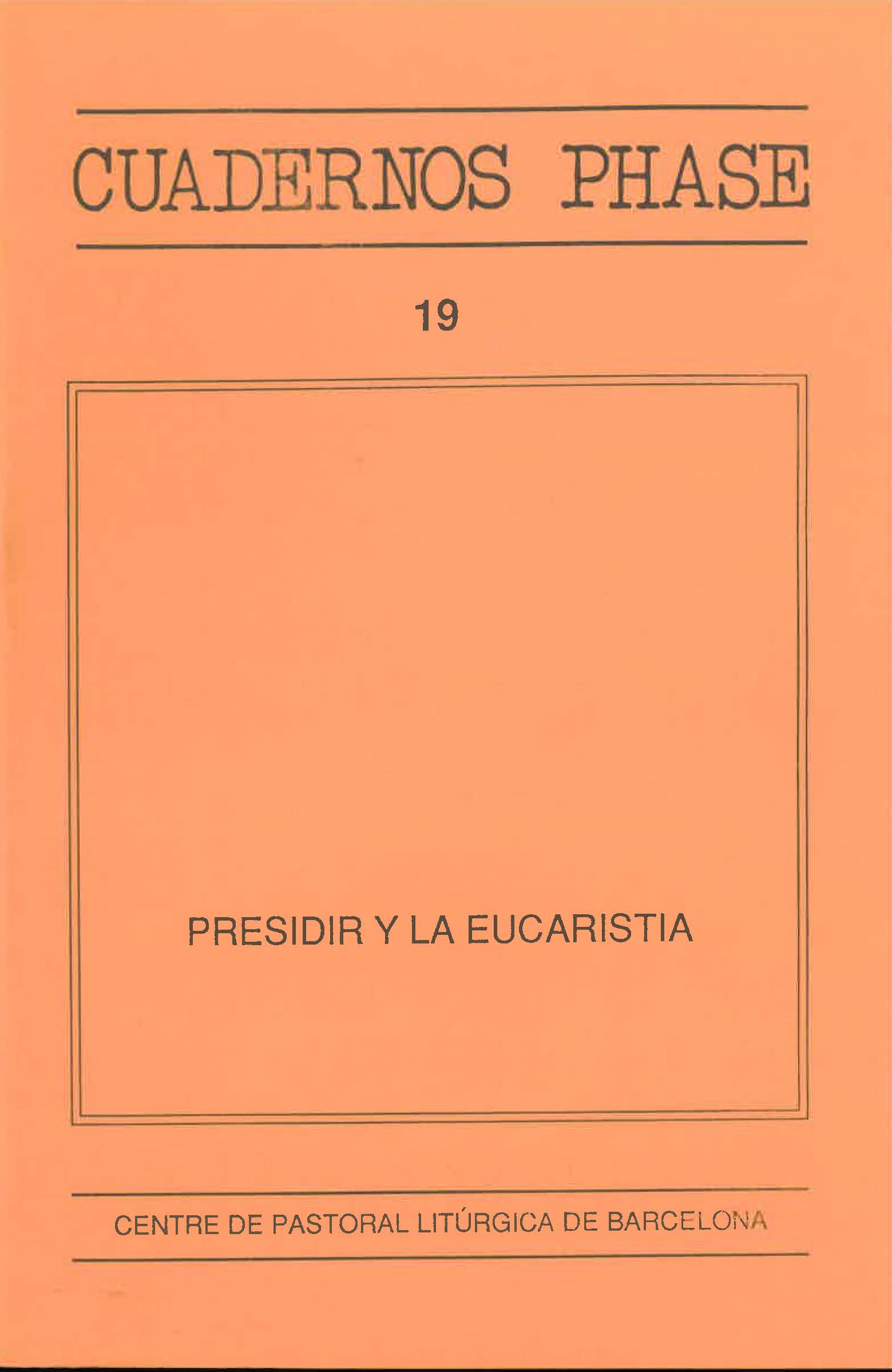 Portada Presidir la Eucaristía